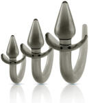 Nmc Análdugó szett, NMC, Black Axinite 3-in-1 farokdísszel, 3 db-os, 6, 4-10, 7 cm hossz, 3, 1-4, 8 cm átmérő, füstszínű, TPE, flexibilis, vízálló