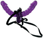 Pipedream Dupla felcsatolható dildó, Pipedream, Fetish Fantasy Series Double Delight, 15 cm, lila-fekete, erezetes, vízálló, nylon hám