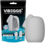 VIBEGGS Vibrátoros maszturbátor tojás, VIBEGGS, Twisty Tongues, 7-18 cm, fehér, elemes, texturált belső, ujjvibrátorrá alakítható, eldobható