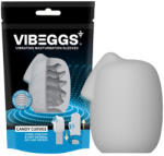 VIBEGGS Vibráló maszturbációs tojás, VIBEGGS, Candy Curves, 16-20 cm-ig nyújtható, fehér, bordázott, vízálló, uniszex, egyszer használatos