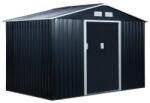 ART Casuta/magazie/sopron de gradina pentru depozitare unelte, cu structura baza inclusa, otel si PP, gri inchis, 277x195x192 cm GartenVIP DiyLine (AR138977)