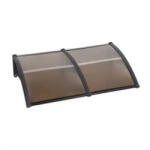 BipiLine Műanyag Előtető, 240x90 cm, Fekete Színű Fali Tartóelemekkel, Sötétített Áttetsző Polikarbonát Lapokkal (ET-240-90-BK-DARK)