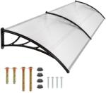 BipiLine Műanyag Előtető, 240x90 cm, Fekete Színű Fali Tartóelemekkel, Áttetsző Polikarbonát Lapokkal (ET-240-90-BK)