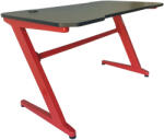 bipiline Gamer Asztal - Karbon Mintás Asztallappal - Fekete/Piros - Ajándék Dekor Elemekkel (GMT-02-BK-RD)