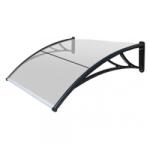 BipiLine Műanyag Előtető, 120x90 cm, Fekete Színű Fali Tartóelemekkel, Áttetsző Polikarbonát Lapokkal (ET-120-90-BK)