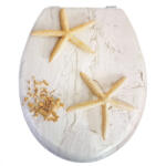 Bath Duck Wc-Ülőke - Mdf - Mintás - Rozsdamentes Acél Zsanérokkal - Starfish (TS-MDF-SS-D-STARFISH-BPW)