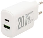 Somogyi Elektronic SA20PPS USB hálózati gyorstöltő, 20 Watt, 2in1: USB-A + USB-C aljzat, QC + PD + PPS gyorstöltés, GaN technológia (SA20PPS) - bipi