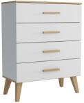 Mindigbútor DITA 4 fiókos komód matt fehér/sonoma - mindigbutor