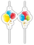Procos Sparkling Balloons, Lufis papír szívószál, 4 db-os szett PNN91838 (PNN91838)