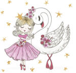 POL-MAK Balett, Balerina With Swan szalvéta 20 db-os 33x33 cm PKK056985 (PKK056985)