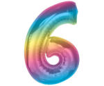 Godan Színes 6-os Rainbow szám fólia lufi 92 cm MLG195415 (MLG195415)