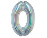 Godan Ezüst Holographic 0-ás szám fólia lufi 76 cm MLG144703 (MLG144703)