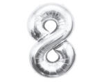 Godan Silver, Ezüst 8-as szám fólia lufi 85 cm MLG109559 (MLG109559)