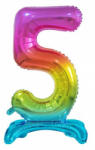 Godan Rainbow, Színes 5-ös szám fólia lufi talppal 74 cm MLG129076 (MLG129076)