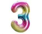 Godan Szivárvány Rainbow 3-as szám fólia lufi 85 cm MLG120318 (MLG120318)