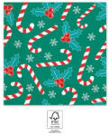Procos Xmas Sugar Canes, Karácsony szalvéta 20 db-os, 33x33 cm FSC PNN95373 (PNN95373)
