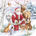 POL-MAK Karácsonyi Santa & Animals szalvéta 20 db-os 33x33 cm PKK040328 (PKK040328)