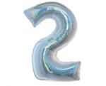 Godan Ezüst Holographic 2-es szám fólia lufi 76 cm MLG144734 (MLG144734)