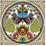 POL-MAK Állatos Folk Peacocks Gold szalvéta 20 db-os 33x33 cm PKK058927 (PKK058927)