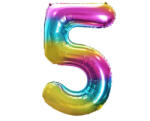 Godan Szivárvány Rainbow 5-ös szám fólia lufi 85 cm MLG120356 (MLG120356)