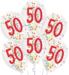 Amscan Happy Birthday 50 konfettivel töltött léggömb, lufi 6 db-os DPA9909841 (DPA9909841)