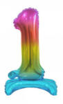 Godan Rainbow, Színes mini 1-es szám fólia lufi talppal 38 cm MLG134643 (MLG134643)
