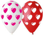 Godan Red-White Heart, Szív léggömb, lufi 5 db-os 12 inch (30 cm) MLG318227 (MLG318227)