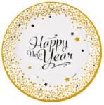 Amscan Golden Wishes Happy New Year papírtányér 8 db-os 23 cm DPA990227066 (DPA990227066)