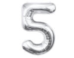 Godan Silver, Ezüst 5-ös szám fólia lufi 85 cm MLG109498 (MLG109498)