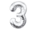 Godan Silver, Ezüst 3-as szám fólia lufi 85 cm MLG109450 (MLG109450)
