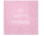 GoDan Happy Birthday Rózsaszín Light Pink szalvéta 20 db-os 33x33 cm MLG815702 (MLG815702)