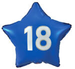 Godan Happy Birthday Blue, Kék csillag 18 fólia lufi 44 cm MLG170801 (MLG170801)