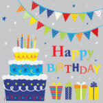 POL-MAK Happy Birthday Gifts and Garlands szalvéta 20 db-os 33x33 cm PKK057173 (PKK057173)