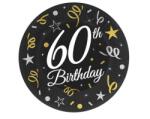 Godan Happy Birthday 60 B&C papírtányér 6 db-os 18 cm MLG164602 (MLG164602)