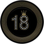 Pol-Mak Happy Birthday 18 Hollywood Style papírtányér 8 db-os 22, 7 cm PKK045637 (PKK045637)