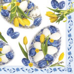 POL-MAK Húsvét Blue Folk Eggs szalvéta 20 db-os 33x33 cm PKK042711 (PKK042711)