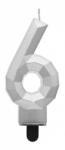 Godan Diamond Silver Metallic, Ezüst számgyertya, tortagyertya 6-os MLG163315 (MLG163315)