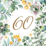 POL-MAK Happy Birthday 60 Floral Frame szalvéta 20 db-os 33x33 cm PKK059290 (PKK059290)