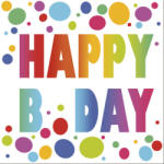 POL-MAK Happy Birthday Dots szalvéta 20 db-os 33x33 cm PKK045767 (PKK045767)