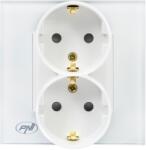 PNI WP222W egyszerű x2 beépített aljzat, üvegkerettel, fehér (PNI-WP222W)