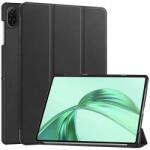 Gigapack tabletvédő álló, bőr hatású, aktív flip, oldalra nyíló, trifold, asztali tartó, fekete, kompatibilis: Honor Pad X8a