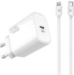 S-Link Hálózati töltő - SL-EC62PD (20W, QC4.0 Gyorstöltés, Type-C to Lightning, 100cm adat+töltőkábel, fehér) (36399) (36399) - aqua