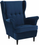 TEMPO KONDELA Füles fotel, kék/dió, RUFINO 3 NEW - pepita