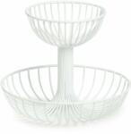 Zeller gyümölcstál, 2 szintes, 29x23, 5cm, fém, fehér (ZE-27416)