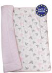 Bomimi PLAY takaró 120x120, pamut, kétoldalas PILLANGÓK, RÓZSASZÍN