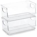 Zeller 2 db Zeller tárolódoboz készlet, egymásra rakható, műanyag, 2x25x12x11 cm, átlátszó (ZE-14758)