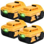 DEWALT csavarhúzó akkumulátor, 20 V, kompatibilis a DCF850, DCF887, DCF922 -vel, 4 db 6, 0 20 V