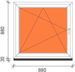  90×90 Bukó-nyíló műanyag ablak 3 rétegű üveggel
