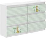  Ifjúsági 6 fiókos Komód 120cm - Zsiráf - fehér-zöld