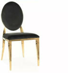 SIGNAL MEBLE King Velvet Ovális Bársony Étkezőszék Fekete Arany Luxus (KINGVZLC)